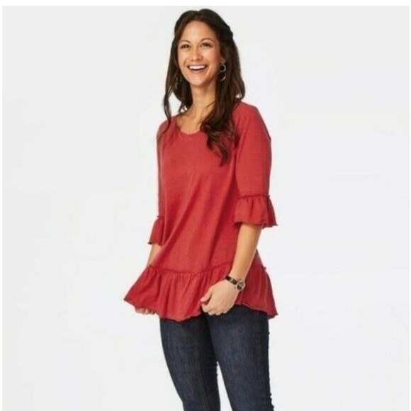 Matilda Jane rule the day ruffle tee size XXL in red - Picture 1 of 7